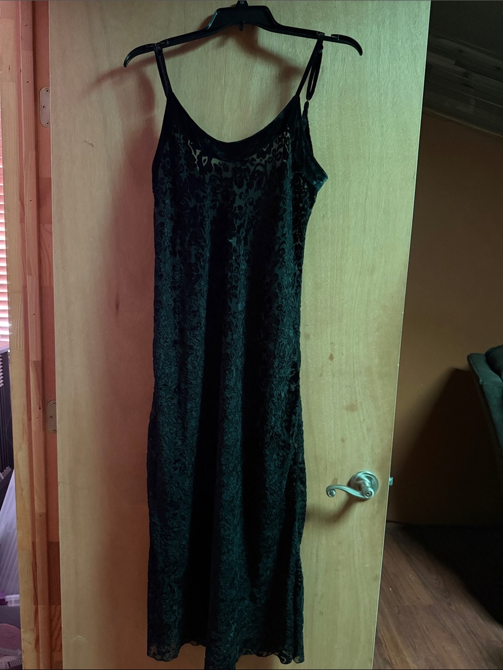 Victoria's Secret Black Velvet Burnout Slip Dress